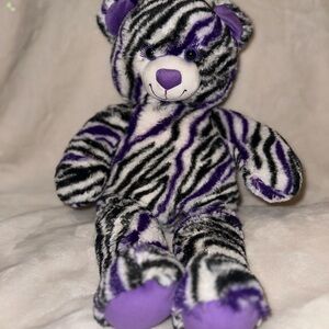 2013 Build A Bear Purple and Black Striped Plush Bear